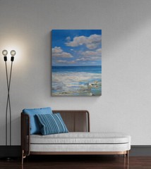 Large Original Ocean Beach Painting On Canvas by Kanayo Ede
