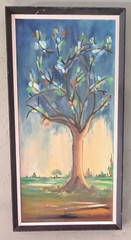 Artist Unknown Oil on Canvas Tree Painting in Black Frame 32″ X 17″