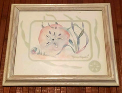 Marcy Chapman Signed Matted Framed Art Print Watercolor Sea Life 9.5″ x 11.5″