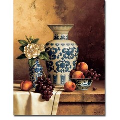 Blue and White Oriental Still Life Gallery-Wrapped Canvas Art (28 in x 22 in)