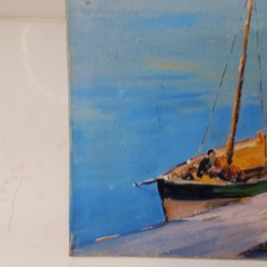 Coastal European Harbour Scene Original Oil or Acrylic Painting 1958 WB Kennedy