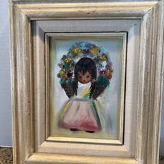 1986 Goebel Ornament DeGrazia Flower Girl & Original Oil Painting On Canvas