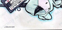 Juan Muniz 2016 „Postal“ Graffiti Mixed Media Painting on Canvas 22×30 Urban Art