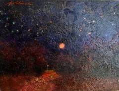 Golf Green at Night Abstract Original Painting by Gary Max Collins Utah Painter