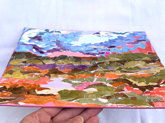 10’x8′ Original Painting Abstract Landscape Acrylic Collage Canvas Board -Signed