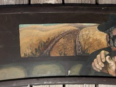 OOAK Folk Art Painting Mounted In Original 1928 Dodge Wayfarer Windshield Frame
