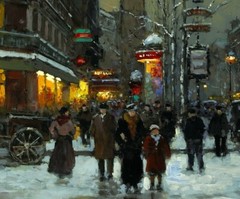 Night view of Paris Oil painting Wall art Giclee Printed on Canvas P2340