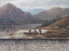 OLD NY ESTATE Oil Painting ROMANTICISM ARTIST Boating Party HUDSON RIVER SCHOOL