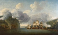 oil painting handpainted on canvas „Forcing a passage of the Hudson River“N9760