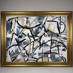 Beto Mejia Original Modernist Abstract Expressionist Art Painting Framed