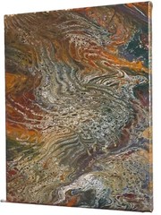 Waves In A Magical Lake Gold Green Copper And White 11×14 Original Painting