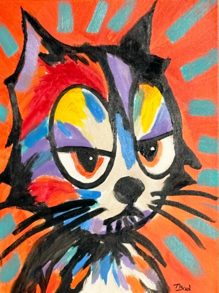 Felix the Cat Painting 11×14 Original Pop Art Cartoon Colorful Portrait