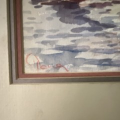 Original Watercolor Boat Harbor Painting Signed Matted Nautical Art