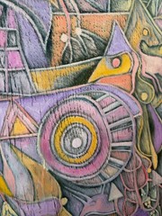 Vintage MCM Abstract Medieval Painting Mid Century Modern Art 60s Signed Brokke