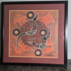 Linda Williams Australian Lizards Acrylic Painting on Canvas Framed