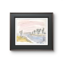 River Dividing Trees Modern Expressionist Original Abstract 11×14 Paper