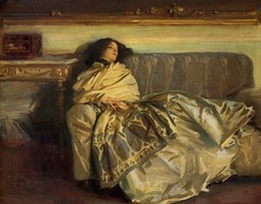 Oil painting Sargent – Portrait of young woman Repose on sofa canvas
