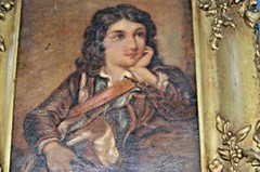 Antique 19th Century Gilt / Gesso Framed Miniature, Oil On Wood Panel, c1870