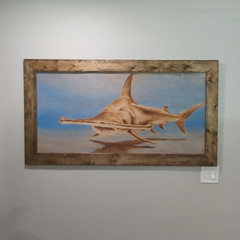 Torched Wood Hammerhead Shark One-Of-A-Kind Original Artwork 53″ x 29″