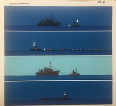 Tugboats, Nautical. Original painting reproduced in various editions