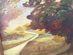 M. Bogin Large Vintage Signed Oil on Canvas – Trees Lining a Country Road