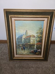 Vtg Artist Interiors Oil Painting European Street Scene 1981 Lorenzetti