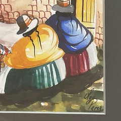 Latin America Village Painting Original Watercolor Signed Framed Colorful 12X15
