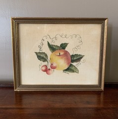 Vintage Folk Art Theorem Painting Fruit Apple Still Life Old Sturbridge Village