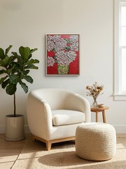 Pink. Hydrangeas Impasto Art 16X20 Canvas Acrylic Textured Bold Colorful