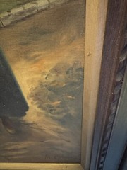 M. Colvin Woman In Market Signed Italian Oil Painting One Of A Kind Rare 1900s