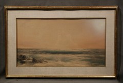 19th Century American Watercolor ‘Sunset Seascape‘, 1890 signed Wm. T. Richards