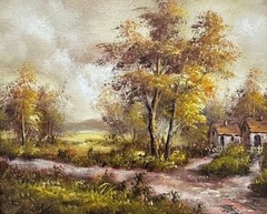 Percy Landscape Oil on Canvas Wood Frame Signed Painting