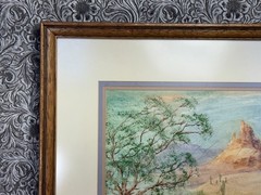 Vintage Watercolor Painting Road Runner Southwest Desert Cactus Landscape S Witt
