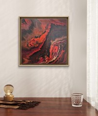 Original Abstract Art On Canvas Signed Acrylic size 12×12 inches