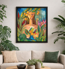 Woman Figurative Art Trees, Foliage, Fruit Vibrant Cuban Art SFASTUDIO
