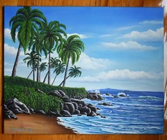 Hawaii Island Oil Painting Original Maui Coast Artist Signed Sold One of a Kind