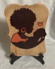 Wood Art African American Mother and Child 5X7