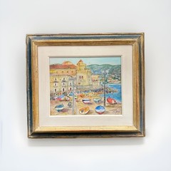 Original Marcia Gibson-Watt Acrylic Painting St. Maria di Castellabate Harbor