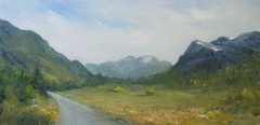 Norway Mountain Views 6×12 original oil painting by Celene Farris A Virtual Hike
