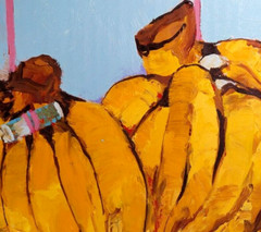 American Watercolor Painting of Bananas on board Signed B. Bendinck 2012 on back
