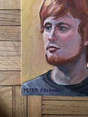 Vintage Portrait Acrylic Board Portrait Beard Man Red Hair 9 x 12 Peter Feldman