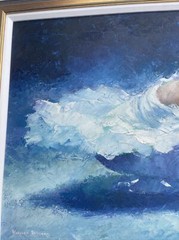 MID CENTURY BALLET PAINTING LARGE BLUE IMPRESSIONISM DANCER PERFORMER WOMAN