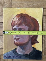 Vintage Portrait Acrylic Board Portrait Beard Man Red Hair 9 x 12 Peter Feldman
