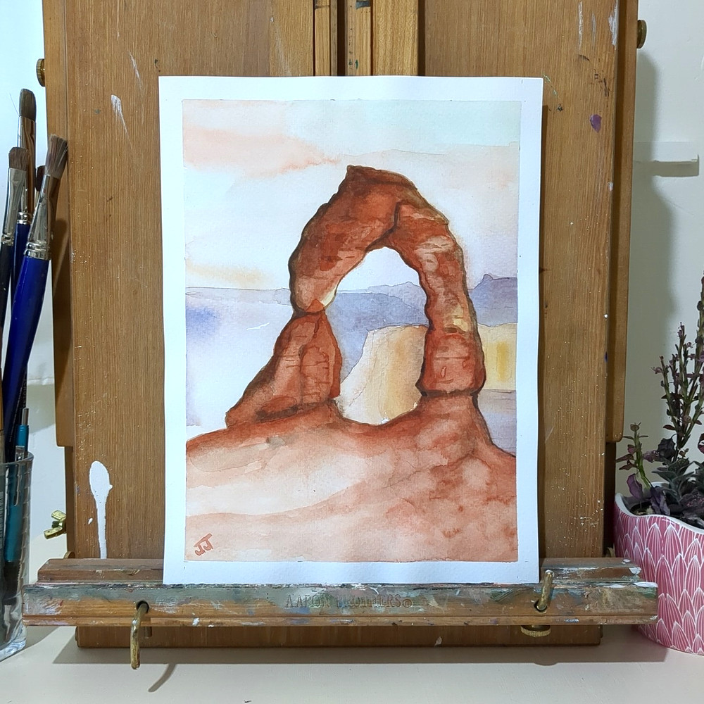 Original Watercolor Painting Arches National Park Moab Utah 9×12 by JJ