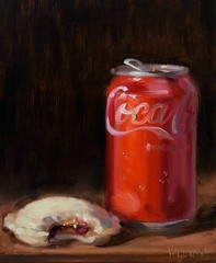 Coke and Uncrustable (Hand Embellished) VERRIER Still life painting, Signed