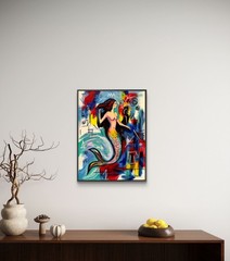 Original Mermaid Ocean Art 16×12 Canvas Colorful Neo Expressionist Painting
