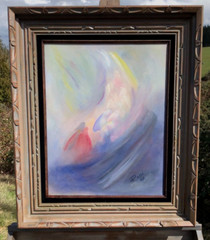 Roni Shermon Ramos (Signed: Roni), 1986 Abstract Painting on Canvas, Well Framed