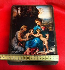 🙌Painting on wooden base print on canvas vintage 1960s Length 9inch Width 6.3