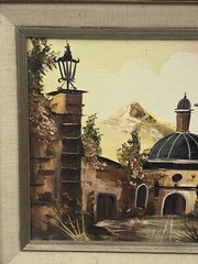 Spanish Villa Courtyard Painting by Palencia Original Framing