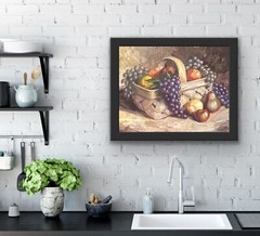 FRUIT BASKET Original Oil STILL LIFE Painting KITCHEN WALL ART Ready to Hang